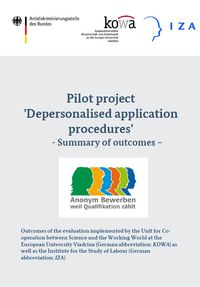 Cover Pilot project 'Depersonalised application procedures' - Summary of outcomes –