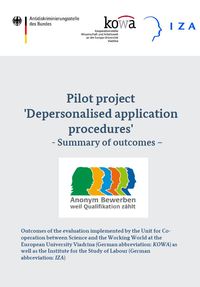Cover Pilot project 'Depersonalised application procedures' - Summary of outcomes – Cover Pilot project 'Depersonalised application procedures' - Summary of outcomes –
