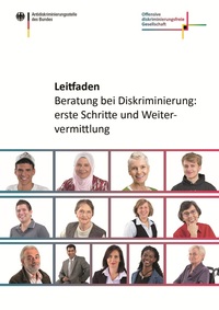 Cover der Broschüre "Beratung bei Diskriminierung: erste Schritte und Weitervermittlung"