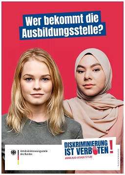 Plakat AGG schützt "Wer bekommt die Ausbildungsstelle?"