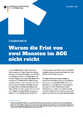 STANDPUNKTE - Fristen im AGG STANDPUNKTE - Fristen im AGG