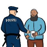 Polizeikontrolle mit einem Menschen und Bart