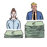 eine Frau mit wenig Geldund ein Mann mit viel Geld eine Frau mit wenig Geldund ein Mann mit viel Geld