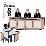 Es werden drei Richter und eine Person mit einer anderen Hautfarbe gezeigt. Es werden drei Richter und eine Person mit einer anderen Hautfarbe gezeigt.