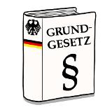 Ein dickes Buch. Auf dem Buch steht: Grundgesetz. Und das Paragraphenzeichen ist darauf. Auf dem Buchrücken ist die Deutschland Flagge. Und der deutsche Bundesadler. Ein dickes Buch. Auf dem Buch steht: Grundgesetz. Und das Paragraphenzeichen ist darauf. Auf dem Buchrücken ist die Deutschland Flagge. Und der deutsche Bundesadler.