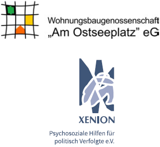 Die offiziellen Logos der Genossenschaft am Ostseeplatz eG und XENION e. V. Die offiziellen Logos der Genossenschaft am Ostseeplatz eG und XENION e. V.