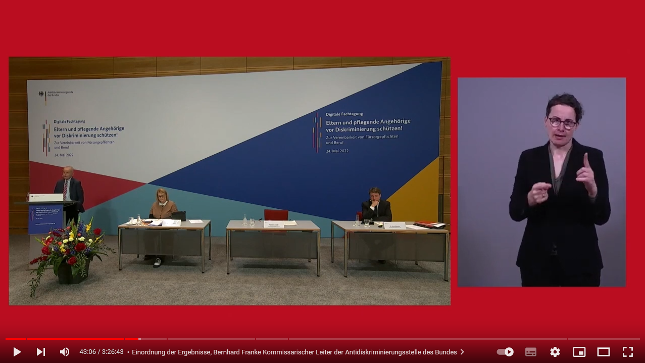 Livestream: Eltern und pflegende Angehörige vor Diskriminierung schützen Livestream: Eltern und pflegende Angehörige vor Diskriminierung schützen
